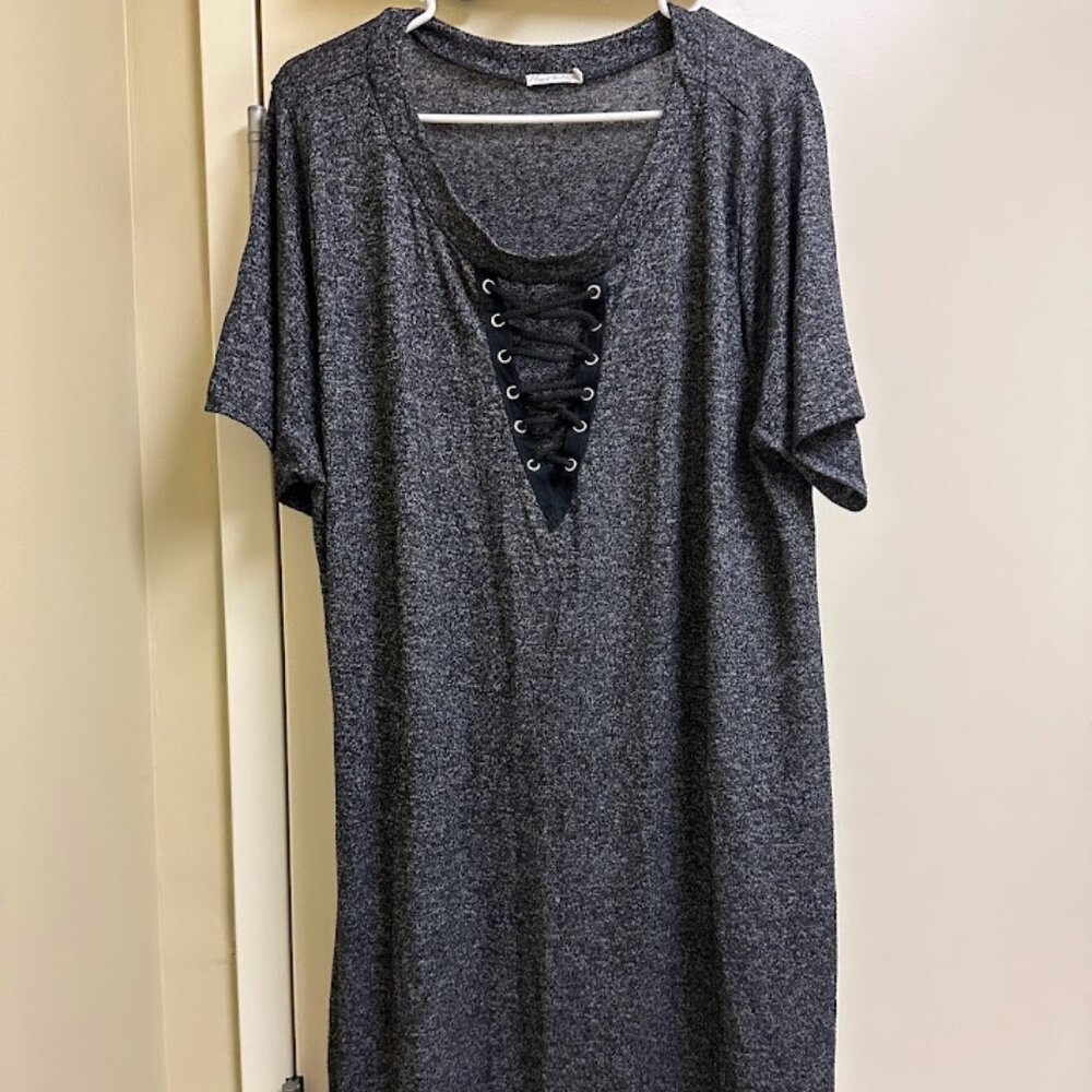 S84 - Hearts & Hips Gray Soft Mini Dress Soft 3x 22 24
